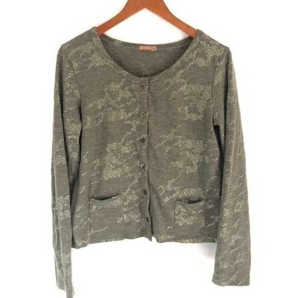 Divina Green Sequin Cardigan Sweater Button Small - Picture 1 of 6